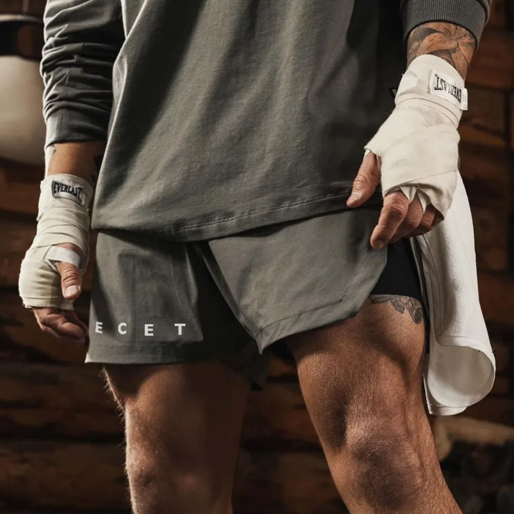 Men's Five Points Pants Invisible Open Crotch Outdoor Sex Summer Workout Shorts Elastic Bodybuilding Breathable Training Pant