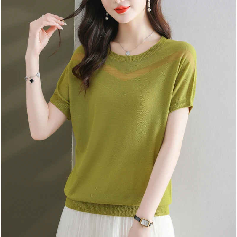 

T Shirt For Women 2023 Summer New Short Sleeve Top Tees Knitted Womens Clothing Tshirts Loose Casual Tee Shirt Femme Camisetas
