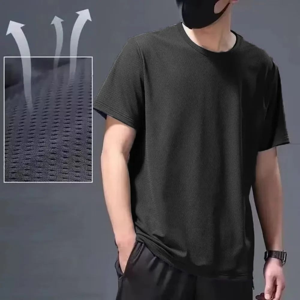 Description Picture 6 of itemFashion Round Neck Quick Dry T Shirts Simple Thin Short Sleeve T-shirt Loose Bottoming Shirt Basic T-shirt for Men All-match