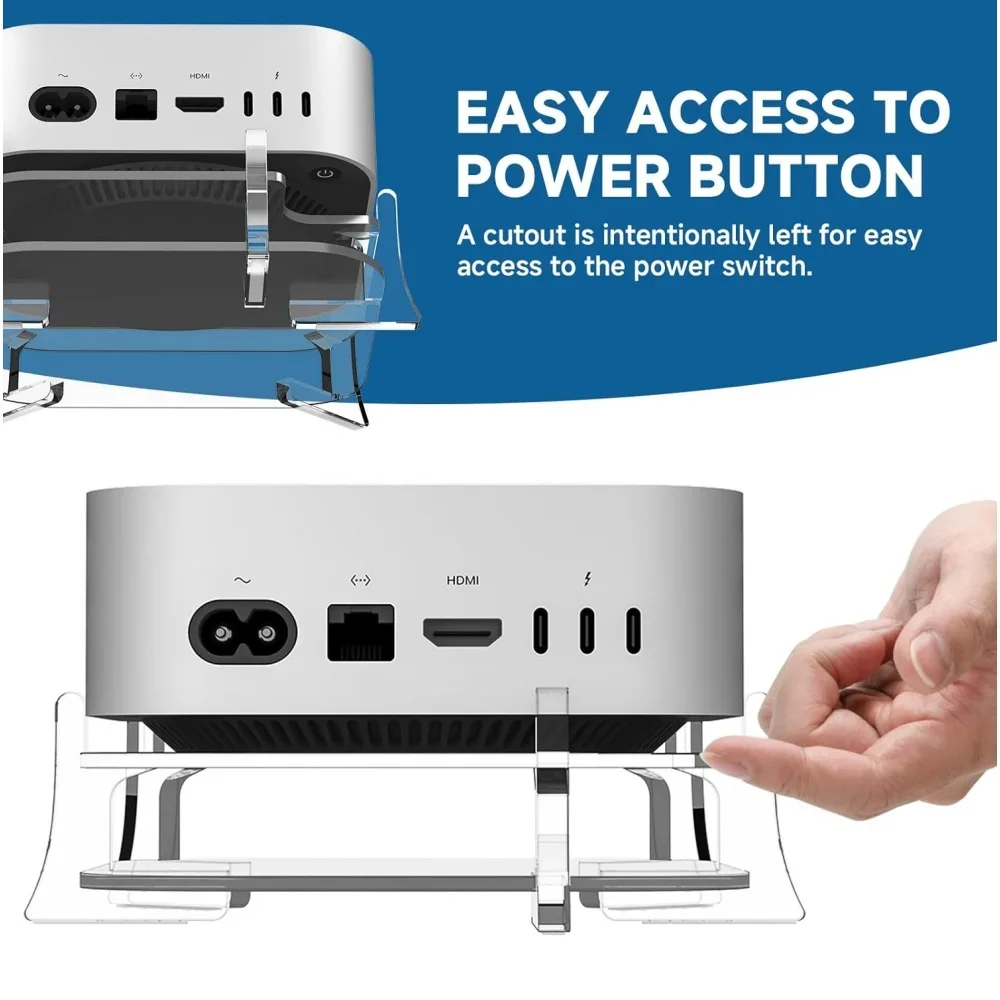 For Mac Mini M4/M4Pro Stand Acrylic Desktop Mount Holder Heat Dissipation, Space Saving, Easy Access to Power Button