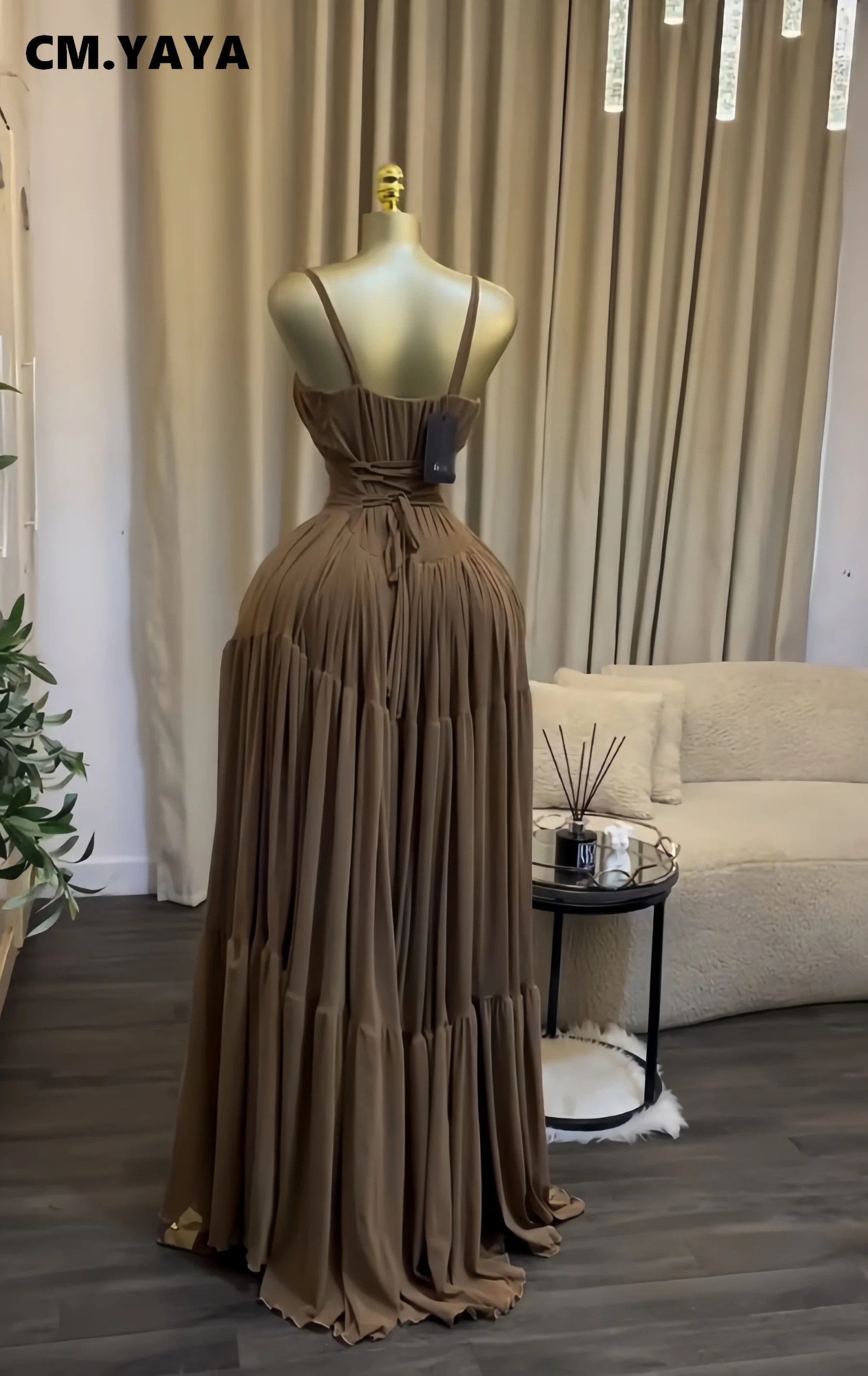 CM.YAYA 2026 Robe longue maxi d’été pour femme, sans manches, à bretelles, coupe ample, pour cocktail, soirée, anniversaire, plage, vacances, sexy, fête