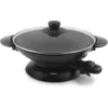 Electric Wok with Tempered Glass Lid Easy Clean Nonstick,Cooking Chopsticks,Tempura and Steaming Racks,Professional Model,Black 1