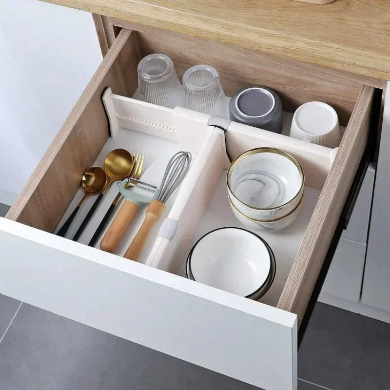 4 Pack Drawer Dividers Organizer Retractable Adjustable Storage Drawer Partition Holder Clapboard Kitchen Organizer Household 2