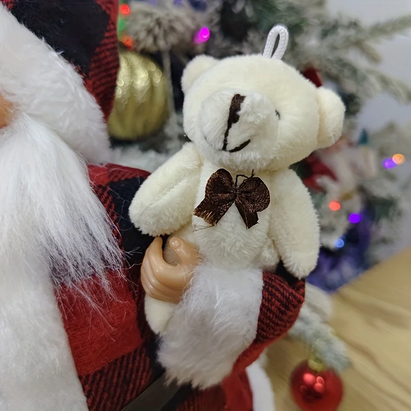12-Zoll-Weihnachtsmann-Figur – detaillierte Weihnachtsdekoration aus Kunststoff und Stoff mit rotem Anzug-Barthut als Innendisplay oder als Geschenk – Detail 10