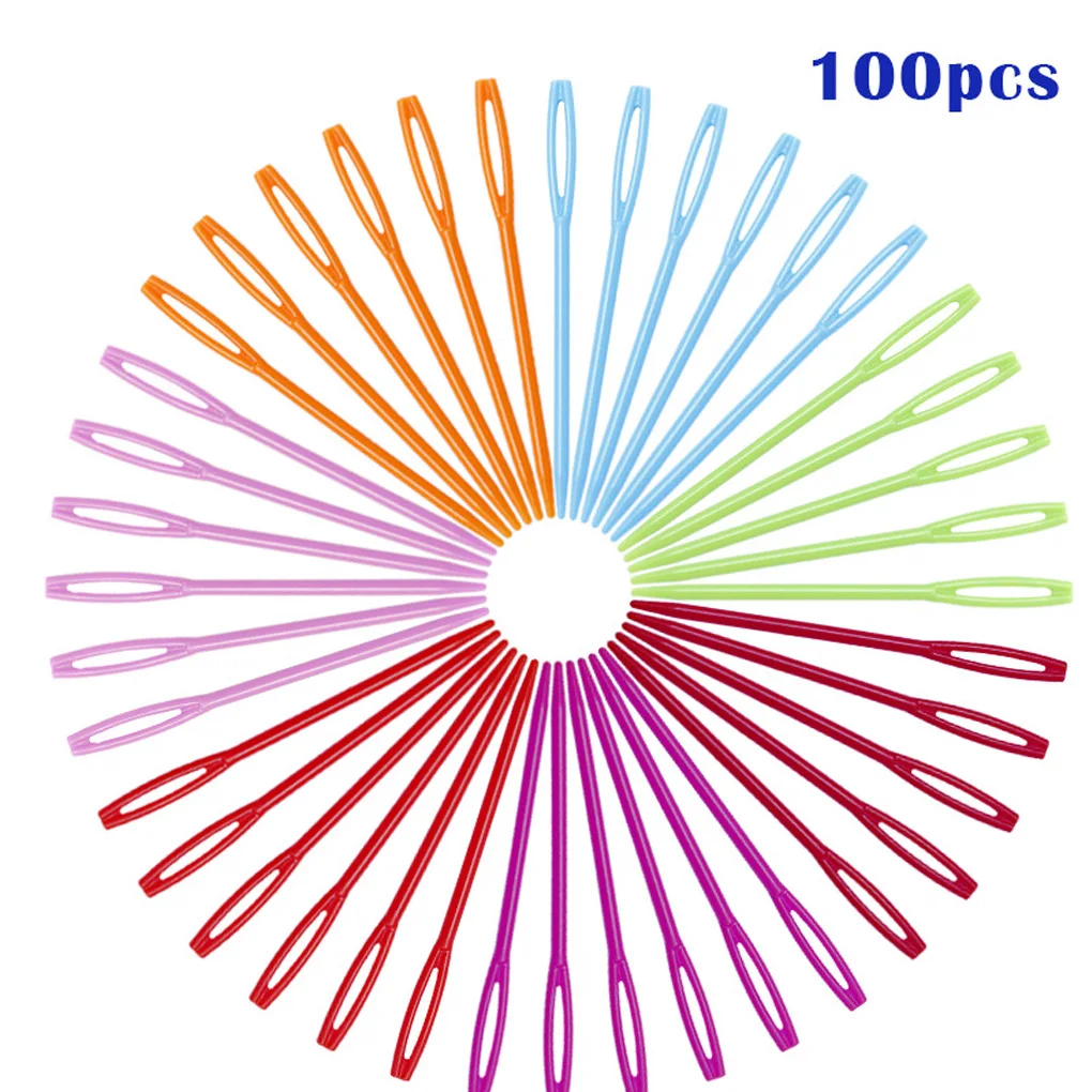 

100 Pieces Sewing Knitting Needle Plastic DIY Crafting Stitching Embroidery Quilting Tools for Professional Tailor Color Random