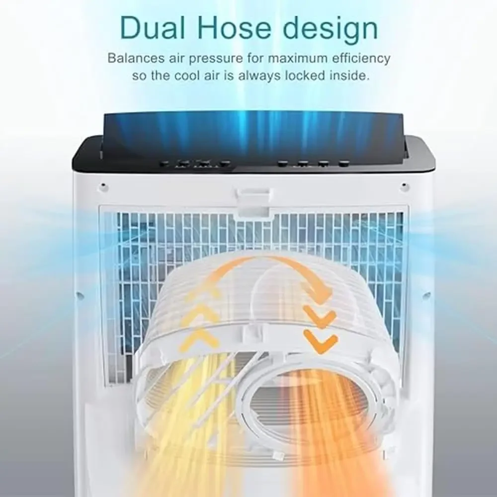 Portable Air Conditioner Heater 14000 BTU Inverter Dual Hose Dehumidifier Fan Compact Design Efficient Cooling & Heating 3