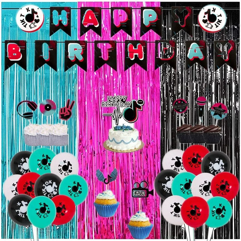 

Music Note Theme tik Party Supplies Friends Balloons Friends Cake Topper Happy Birthday Banner Birthday Party Decor Kids Shower