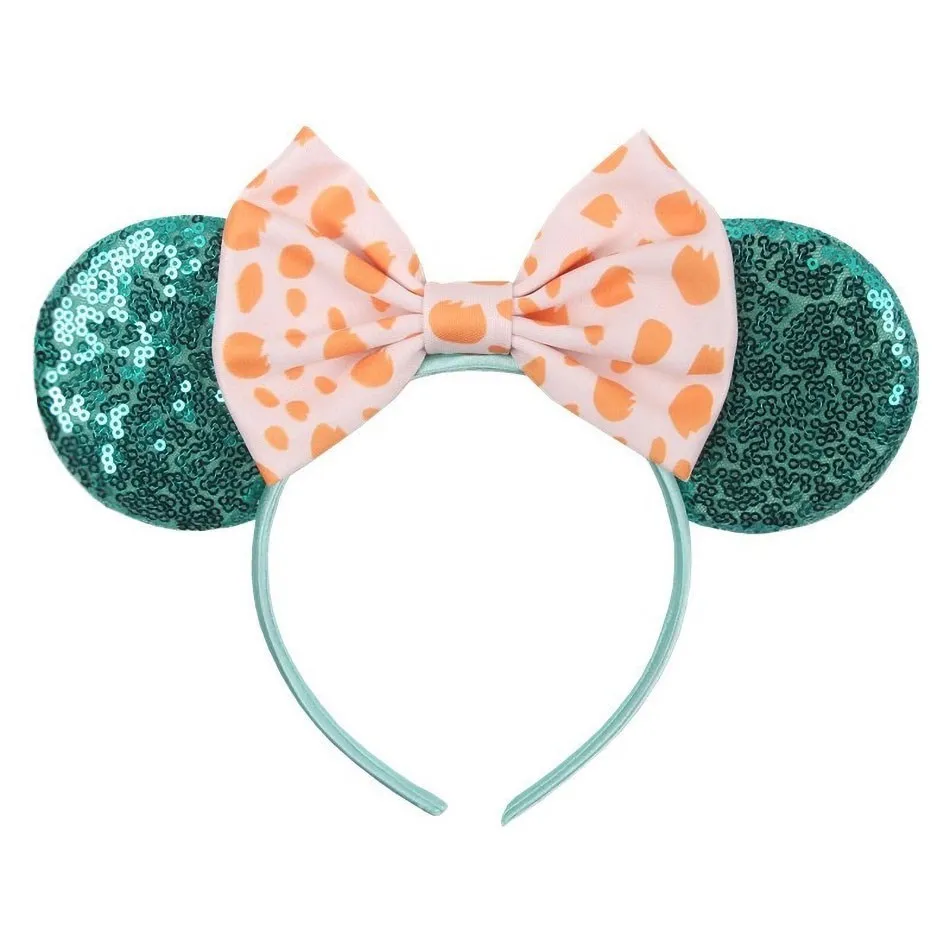 Children Headband Girls Mouse Ear Sequins Hair Accessories Baby Kids Christmas Jasmine Rapunzel Elsa Clover Hair Band 4