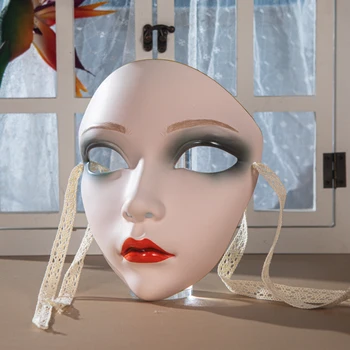 Bella donna maschera a pieno facciale stile antico cinese fai da te decorazione dipinta a mano per oggetti di scena per feste in maschera accessori per costumi Hanfu
