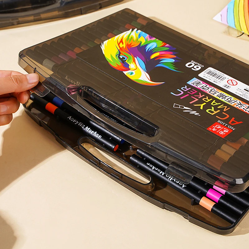12/24/36/48/60/80PCS 색상 소프트 헤드 다양한 색상 아크릴 마커 펜 컬러 아트 그래피티 펜 방수 불투명