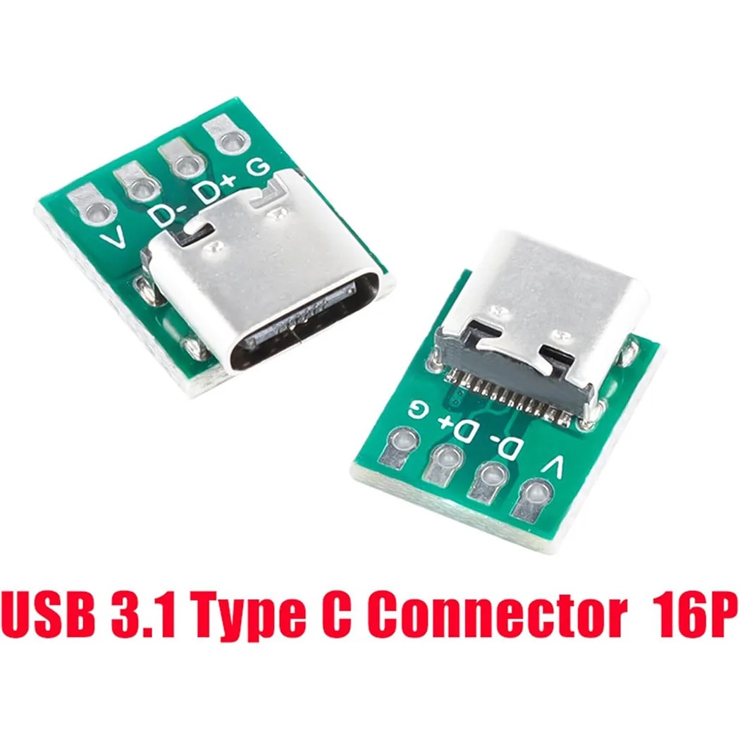 USB 3.1 타입 C 커넥터 보드 DIY 시리얼 기본 브레이크아웃 암 커넥터 USB 타입 C 브레이크아웃 보드(PCB 컨버터 보드 포함)