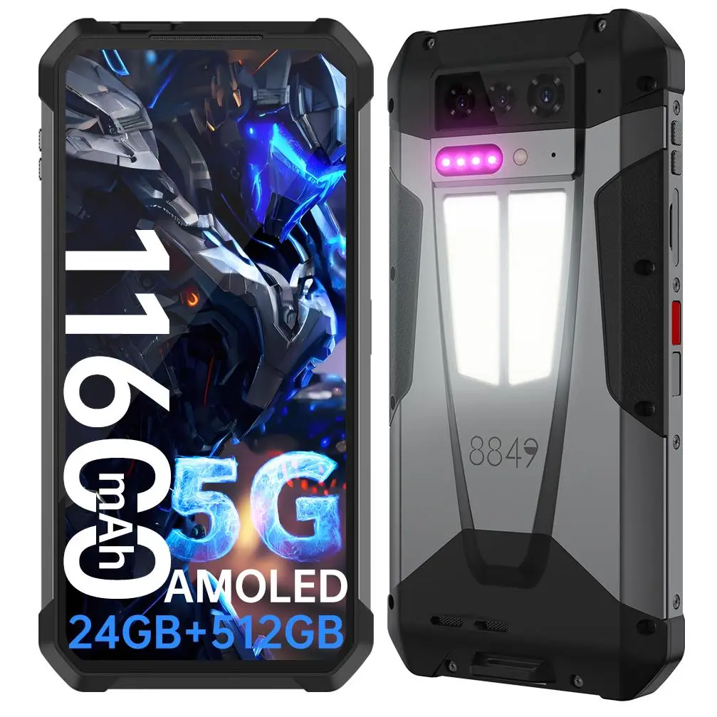 Unihertz 8849 Tank 4 Night Vision Projector Rugged Phone 12GB+512GB 6.78'' Android 14 Dimensity 7300 11600mAh NFC 5G Snartphone