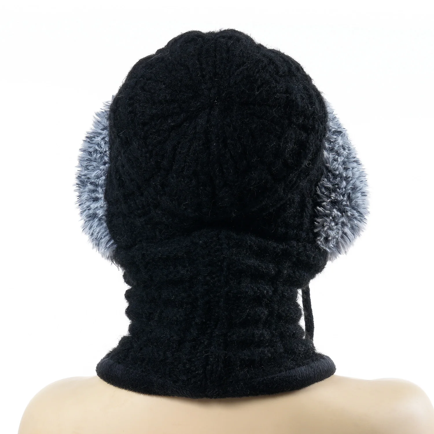 Winter Cap Scarf  Mask Set Knitting Balaclava Hat Hooded Neck Warmer Outdoor Hike Cycling Cap Women Warmth Cover Hat Hooded Cap 5