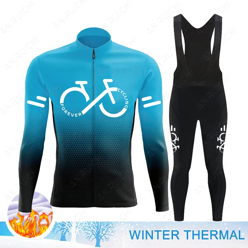 Cycling Jersey Cycling Suit Cycling Jersey Set Winter Thermal Fleece Cycling Jersey Set Mens Mountian Bicycle Clothes Wear Ropa Ciclismo Racing Team Bike Cycling Clothing