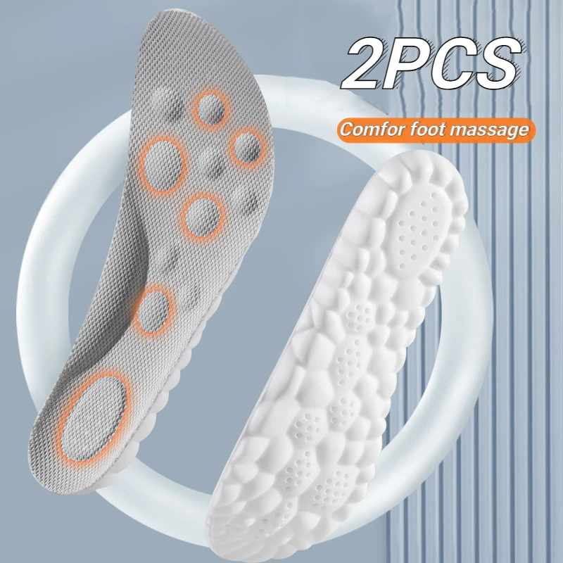 Shoe Insoles Orthopedic Insoles Soft Massage Sports Insoles Shoe Pad Unisex Running Shock Absorption Breathable High Elastic Insole PU Sole Arch Support Cushion