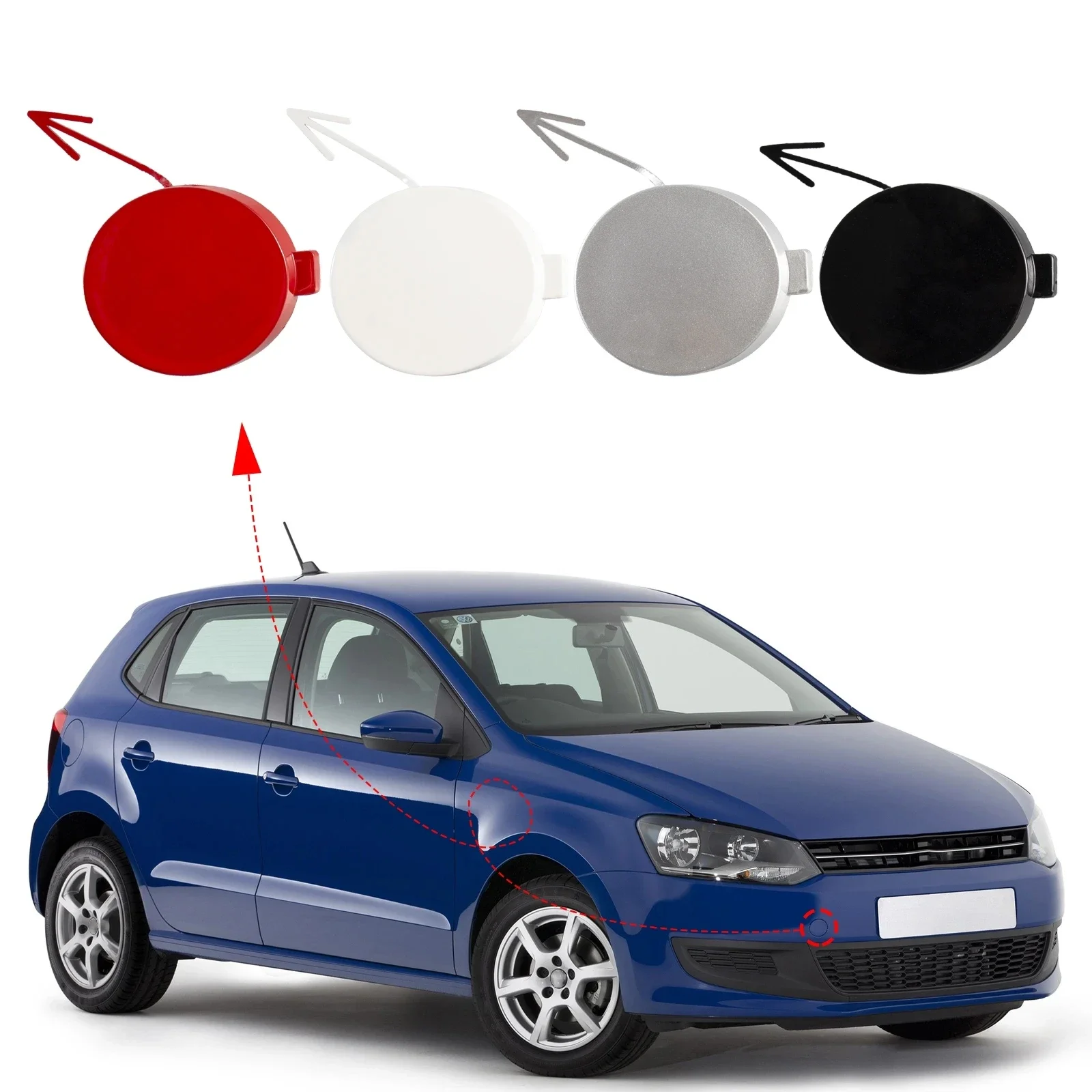 Per Vw Polo 6R 2009 2010 2011 2012 2013 Nuovo 1Pc Paraurti Anteriore Per Auto Rimorchio Rimorchio Tractive Eye Hook Cap Cover 6 Rd807241 6 R0807241