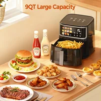 Friteuse à air intelligente Patbrela 8L 1700W avec écran tactile LED 11 fonctions prédéfines Max 200 °   Friteuse à air sans huile à panier antiadhésif amovible C 6