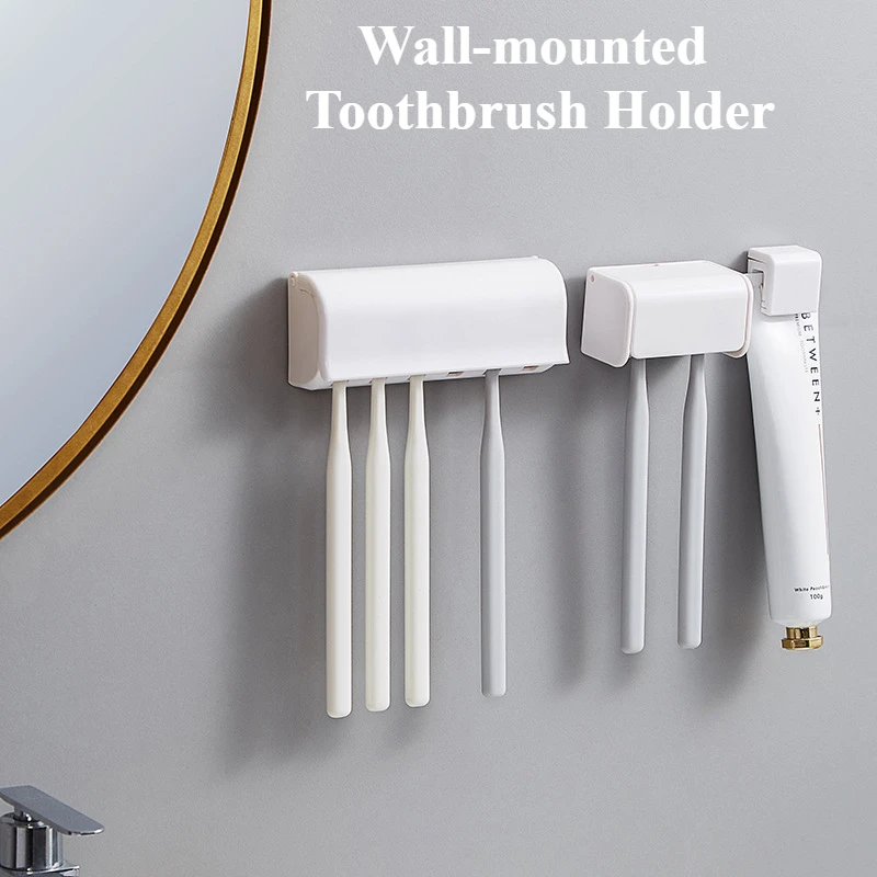 Wall-mounted Toothbrush Holder Shelf Bathroom Toothbrush Organizer Toothpaste Holder