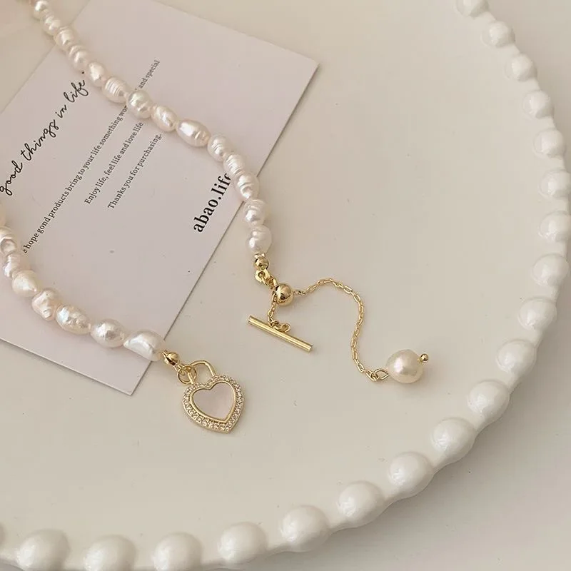 [TATIANA] 韓国☆ Cute Plump Heart Pearl Necklace TATIANA] 韓国☆ Cute Plump Heart Pearl Necklace (TATIANA