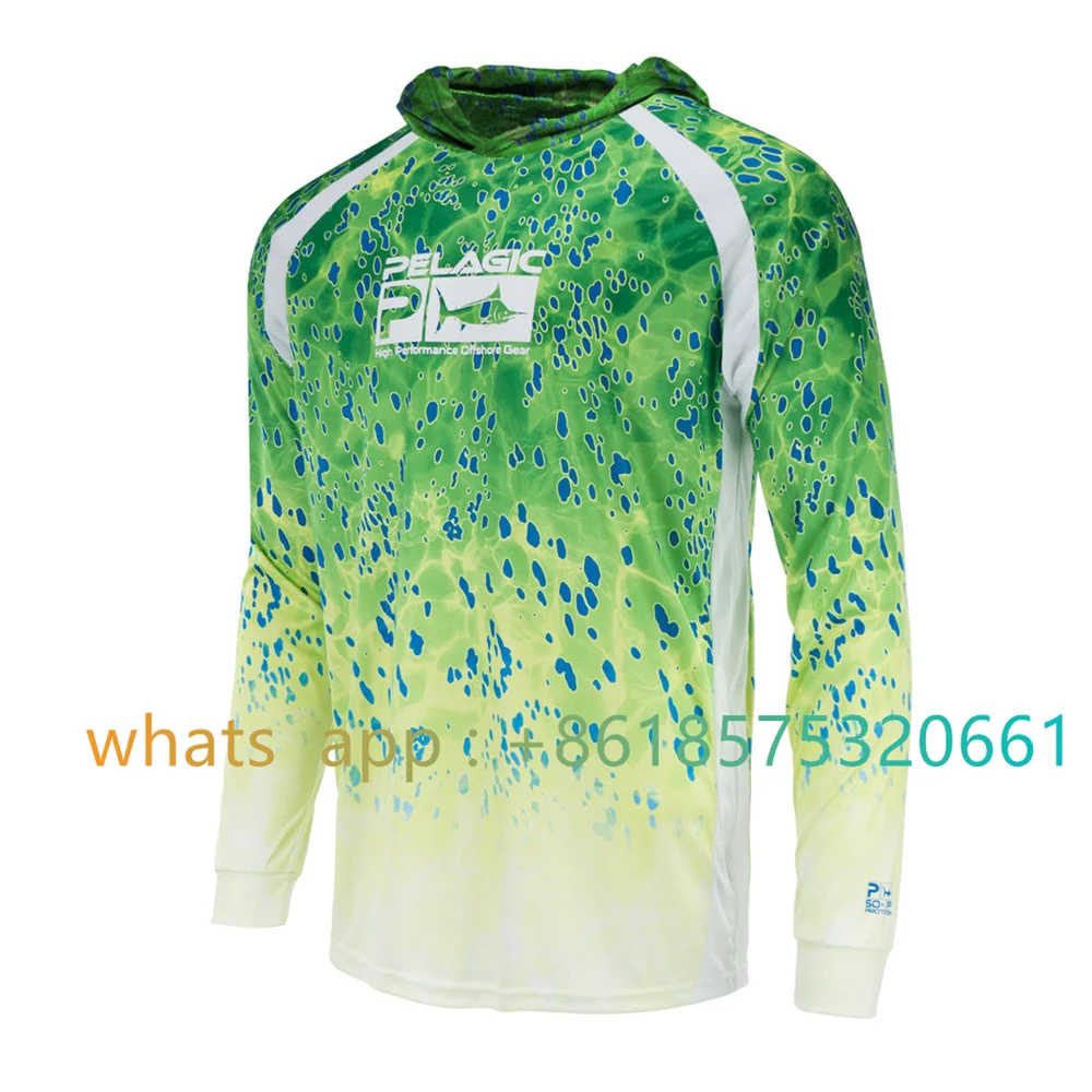 

Pelagic Gear Vaportek Hooded Fishing Shirt Sunblock Shirt Sun Shield Long Sleeve Shirt Upf50 Dry Fit Quickdry Ultra Light Fabric