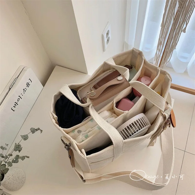 Canvas Mommy Bag Large Maternity Bag Multifunctional Mother and Baby Diaper Shoulder Crossbody Bags for Women Stroller Bag 2