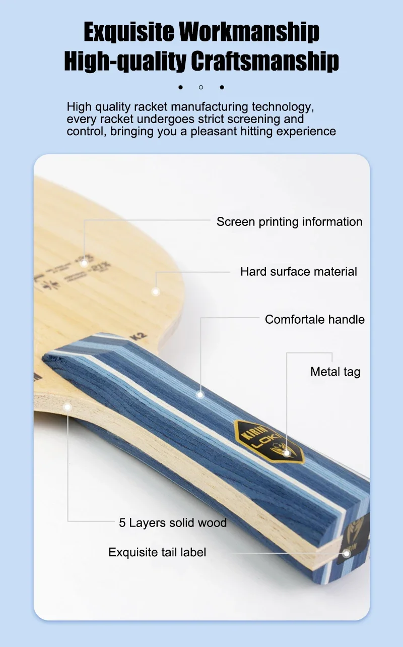 LOKI Kirin K1-T K1/K2/K3 Tischtennisschläger, Anfängertraining, 5/7-lagiges Ping-Pong-Paddel aus reinem Holz für Blade Racket Fast Attack – Detail 10