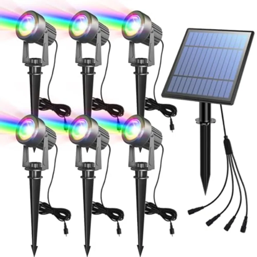Solar Spot Lights - Outdoor Landscape Lights Dusk to Dawn Solar Uplights IP65 Waterproof 9.8ft Cable for Yard Pathway Garden Tr