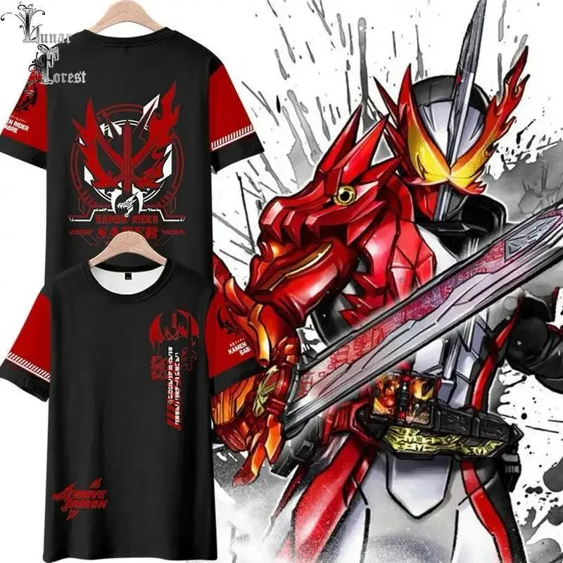 

Kamen rider saber 3d impressão camiseta verão moda em torno do pescoço manga curta popular anime japonês streetwear 2024