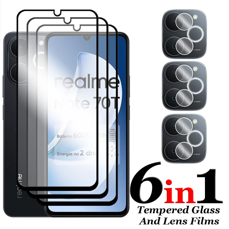 6-in-1 Tempered Glass Screen and Lens Protector Set with 2.5D Full Coverage