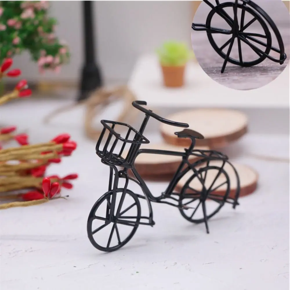 

Small Bicycle Model Decoration Model Iron Art Black Bike Miniatures Simulation Old-fashioned Dollhouse