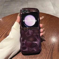 Cartoon Stone Gloss Wave Plating Meteorite Shockproof TPU Case in Korean Style for Samsung Z Flip 6 (Purple)