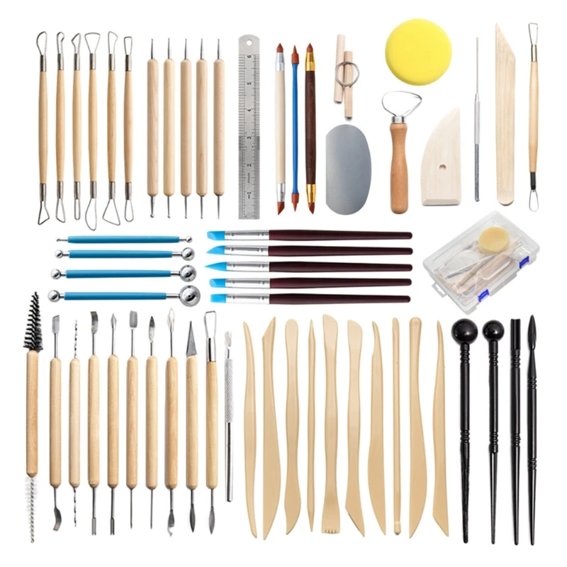 

R2JC 57 Pcs Professional Clay Tools for Creative Clay Ceramics Pottery Shaping Tools