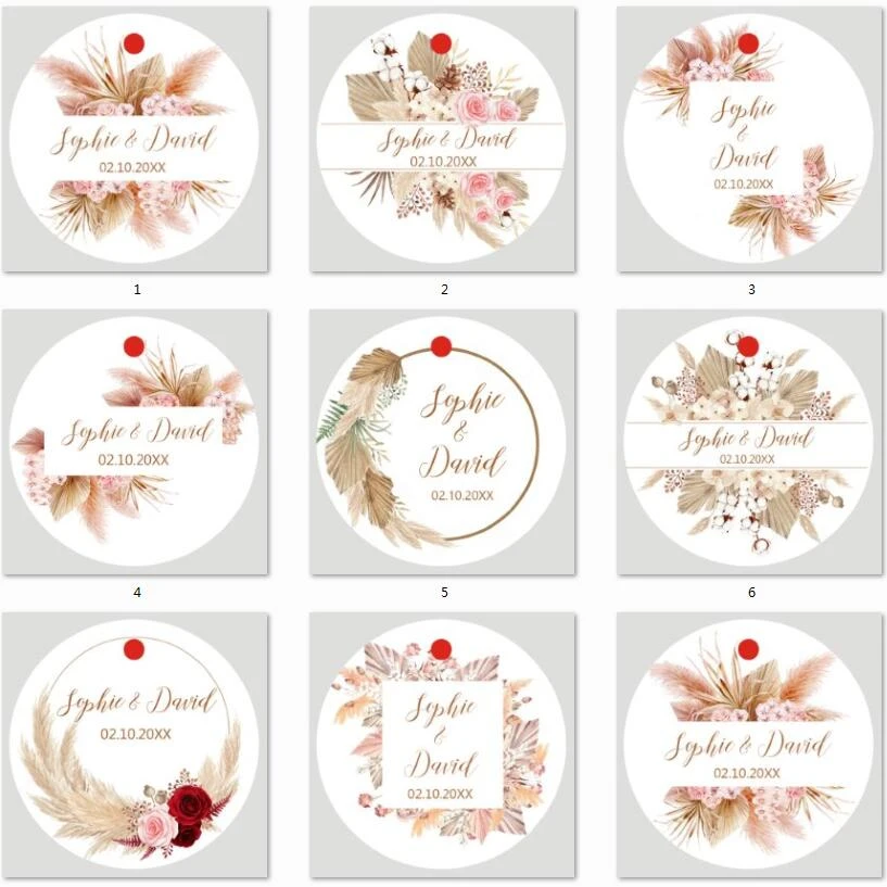 100 pcs/set Personalized Wedding Tags, Labels, Candy Favors Tags, Pearl paper Customized, Birthday, Baptism, Your Photo