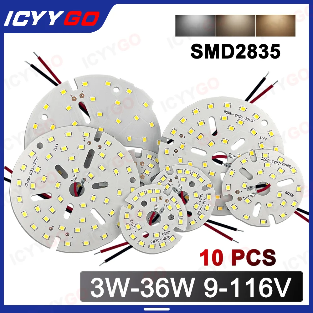 10PCS 5W 7W 9W 12W 15W 18W 24W 36W 2835 Brightness SMD Light Panel LED Light Panel for Ceiling LED Bulb Replacement Light Panel