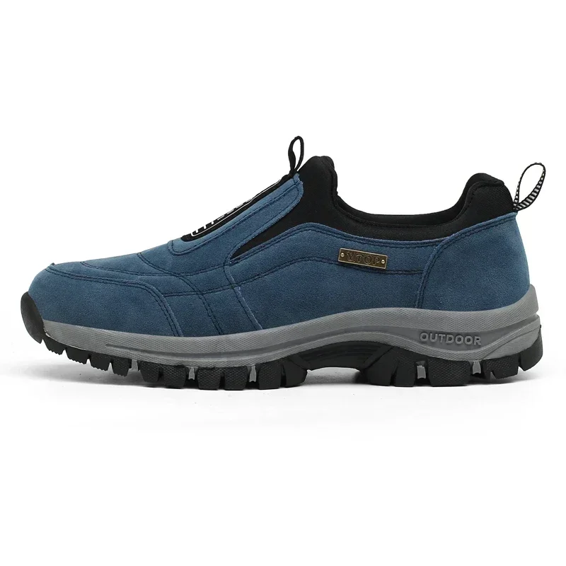 Zapatos de senderismo al aire libre para hombre, zapatillas informales sin cordones, transpirables, de cuero de gamuza, calzado antideslizante para caminar, Invierno