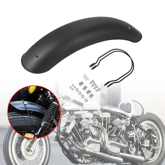 Motorcycle Front Fender Retro Mudguard Cover Black Metal For