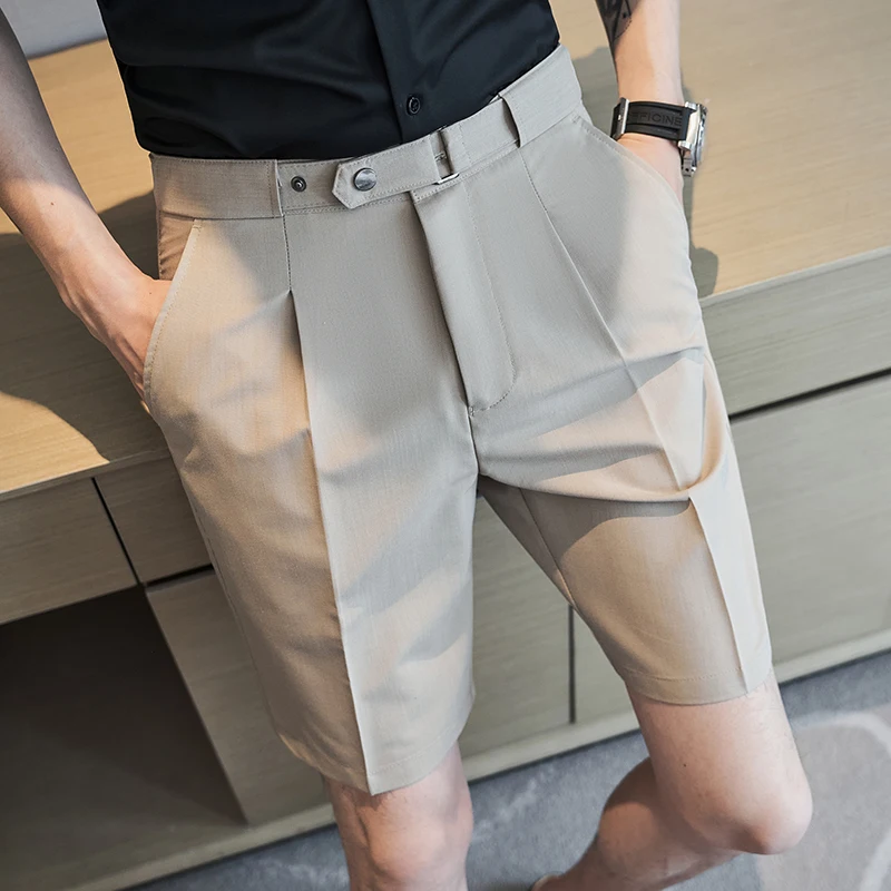 

2023 Men Summer Shorts Fashion Business Shorts Casual Chino Shorts Office Trousers Cool Breathable Summer Clothing Solid Color