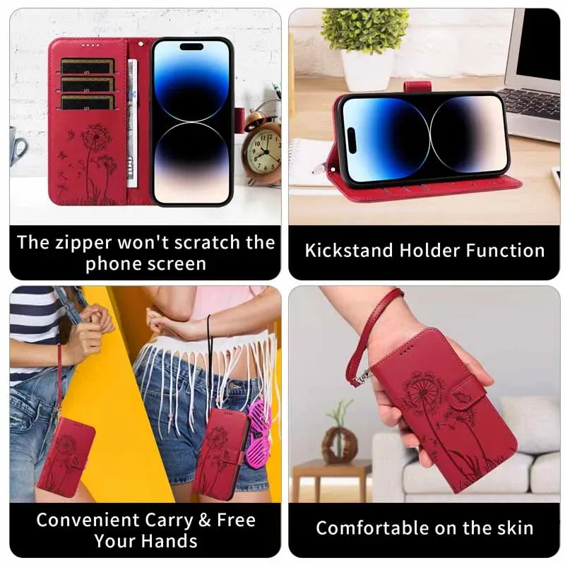 Luxurious Leather Wallet Case with Flip Card Stand and Book Cover Design