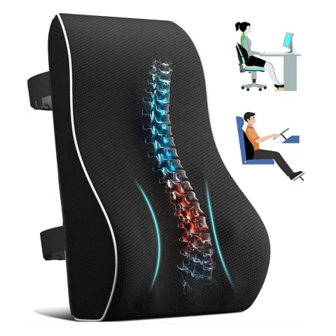 Car Seat Office Chair Back Lumbar Support Car Waist Rest Rebound Memory Foam Cushion Pad Back Lumbar Cushion for Car Driver