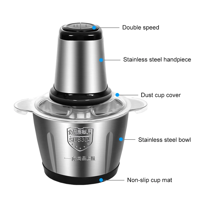 Powerful 304 Stainless Steel Portable Electric Food Chopper