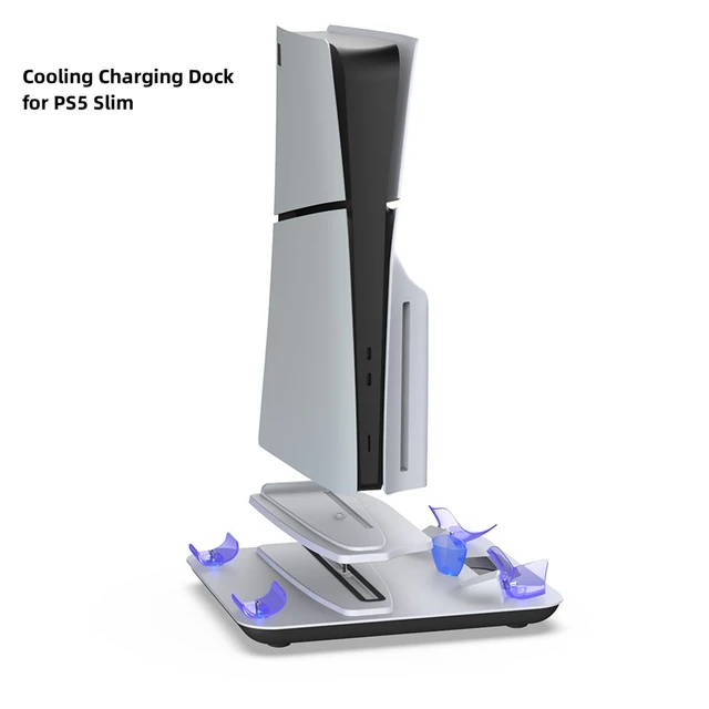 For PS5 Slim Multifunctional cooling charging base dock with charging light  with disc storage rack for PS5 handle charging base - AliExpress