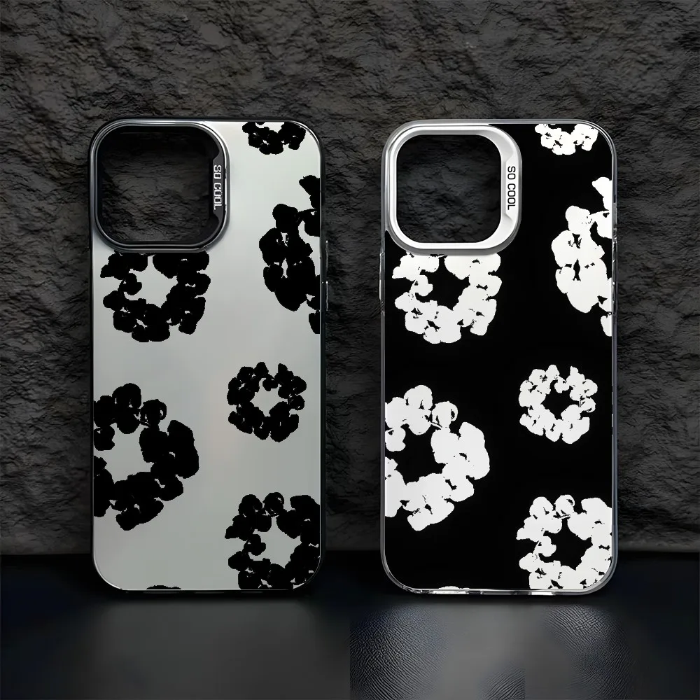 Black Flower Luxury D-Denims T-Tears Phone Case For iPhone 16 15 14 13 12 11 mini Pro Max X XR 8 Plus Anti Fall Matte Back Cover 2