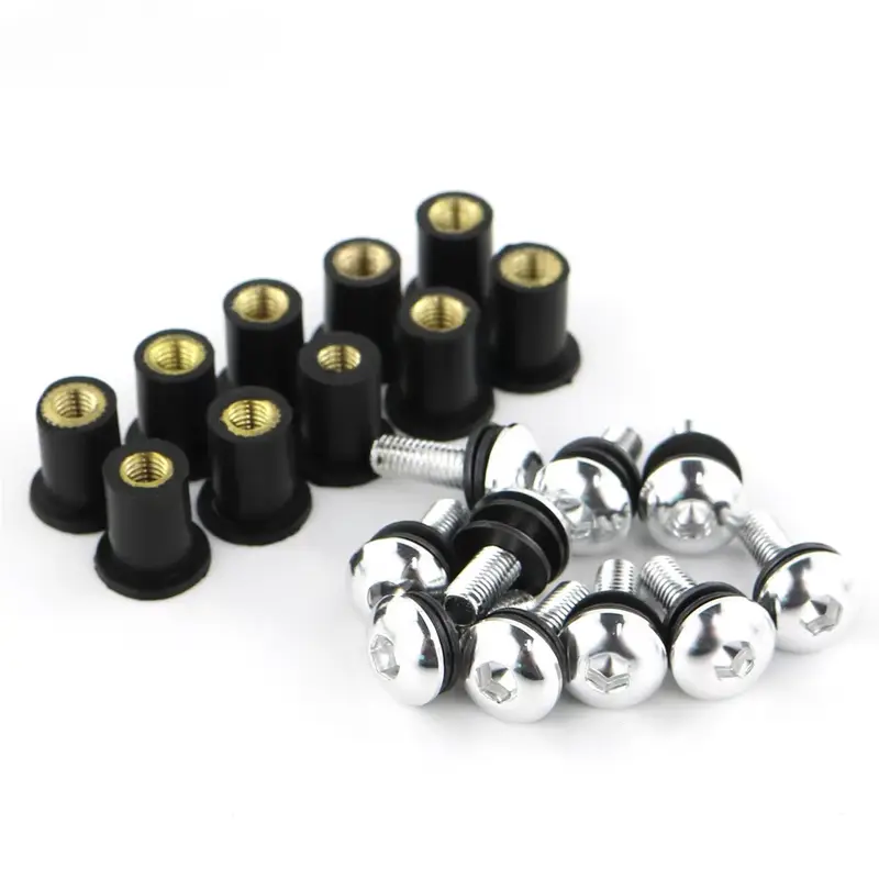 10pcs/Set Kit Motorcycle M5 15mm Metric Rubber Well Nuts Windscreen Fairing Cowl Anodized Aluminum Moto Screws Bolts - Image 8