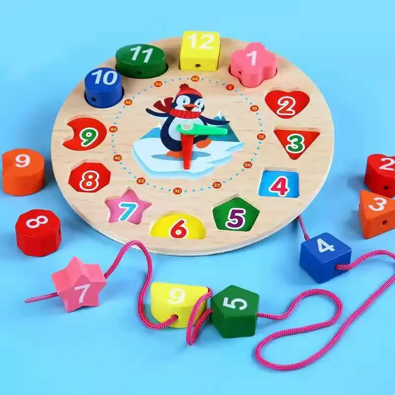 Montessori Wooden Toys for Babies 1 2 3 Years Boy Girl Gift Baby Development Games Wood Puzzle for Kids Educational Learning Toy 2
