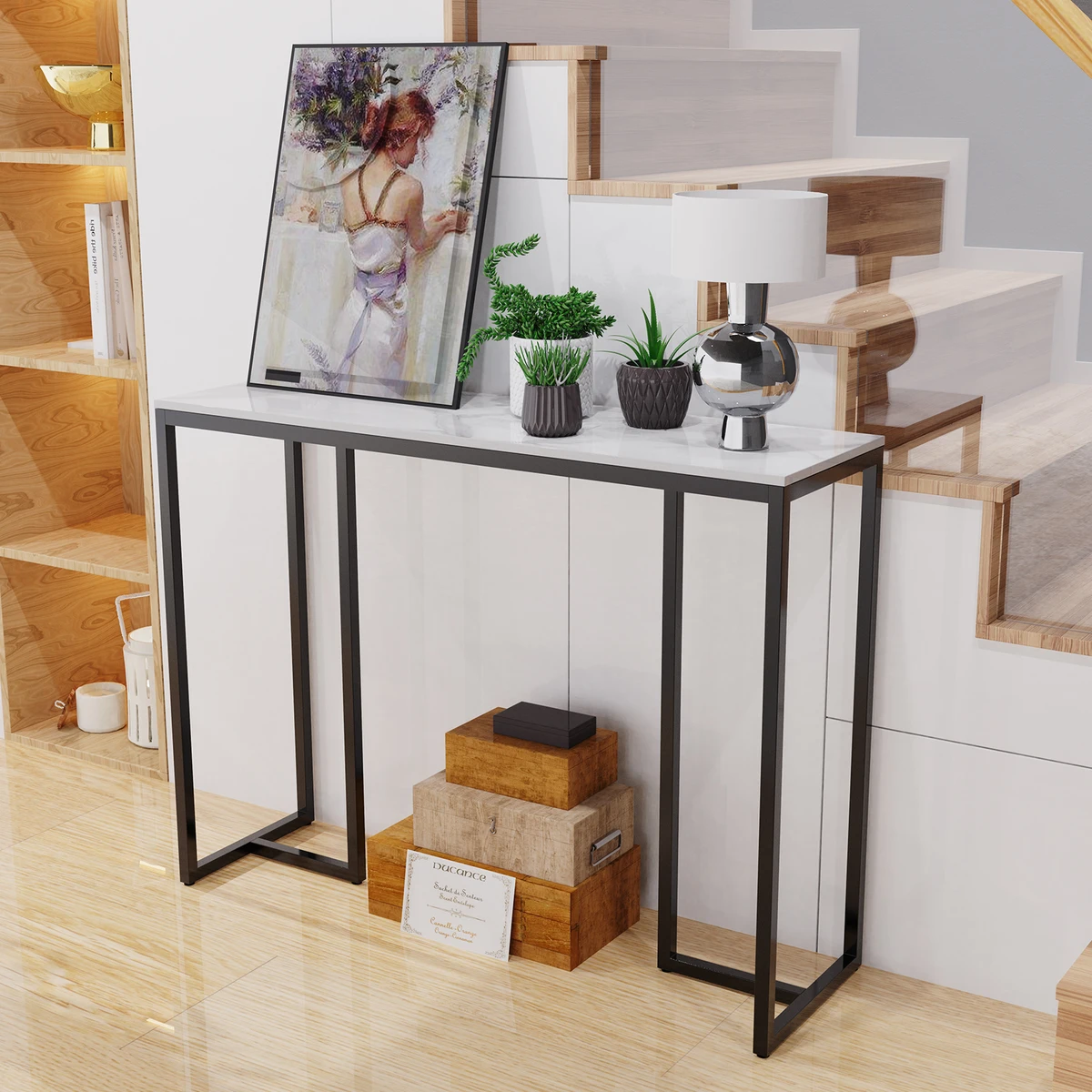 Light Luxury Modern Console Marble Living Room Sofa Tables Nordic Home Iron Sofa Table Furniture Bedroom Decoration — view 2