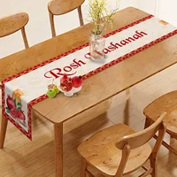 Linen Rosh Hashanah Table Runner Shana Tova Table Decoration Jewish New Year Party Home Kitchen Dining Room Table Decor 5