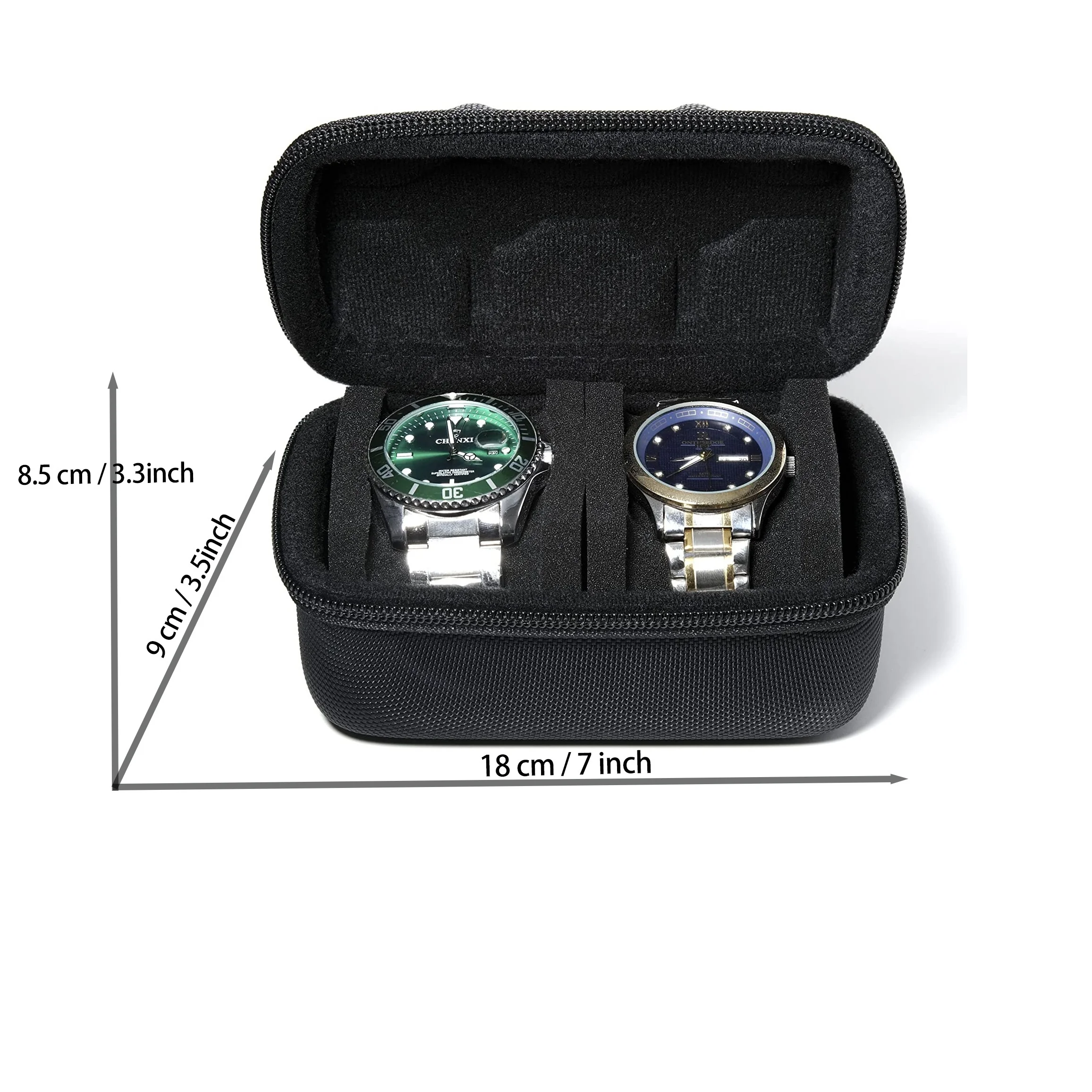 1pc 2 Card Position Hard Shell Watch Storage Box, Travel Storage Bag, Hard Shell, Portable Anti-pressure, Ideal choice for Gifts