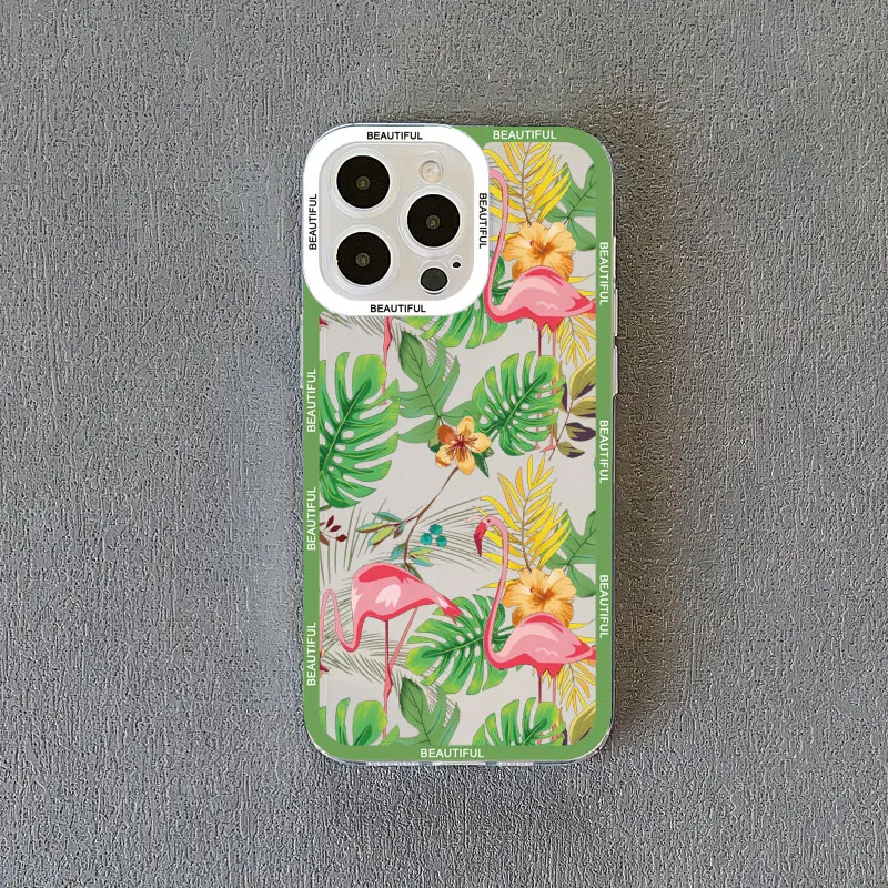 Vibrant Pink Red Flamingo Clear Phone Case – Stylish Transparent Coque Phone Cover