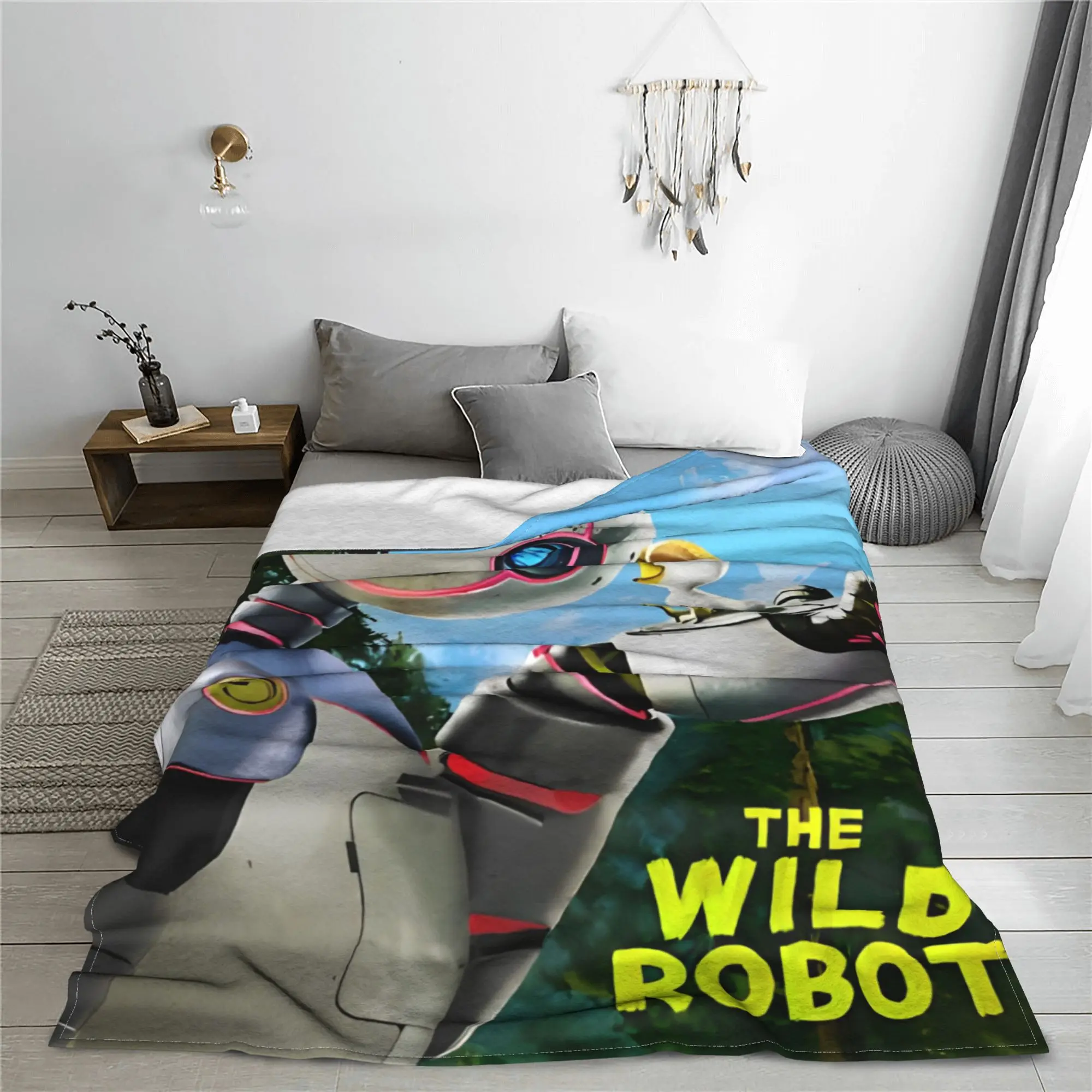 The Wild Robots Blanket 2024 New Cartoon Fuzzy Throw Blankets Bedroom Sofa Decoration Soft Warm Breathable Rug Piece 2