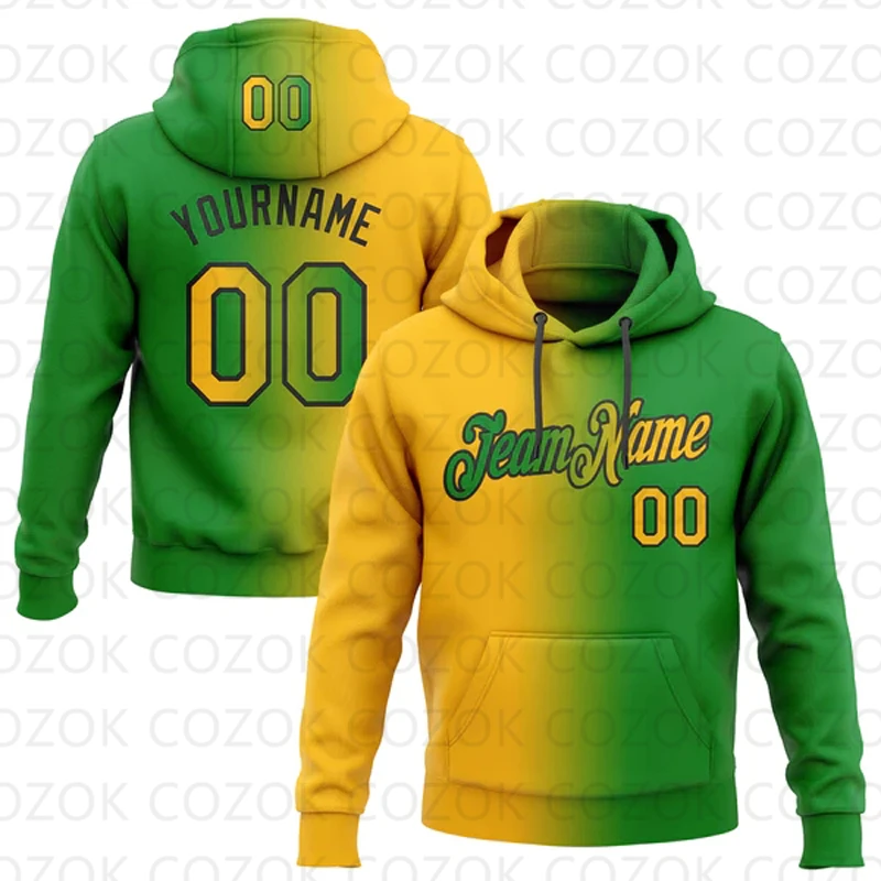 Customized Hoodie Light Green Splicing Jersey 3D Printed  Unisex Pullovers Hoodie Casual Sweatshirts